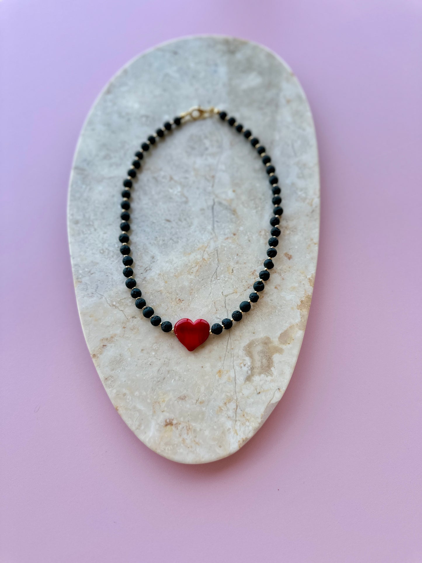 Collar Corazón Murano Volcánica