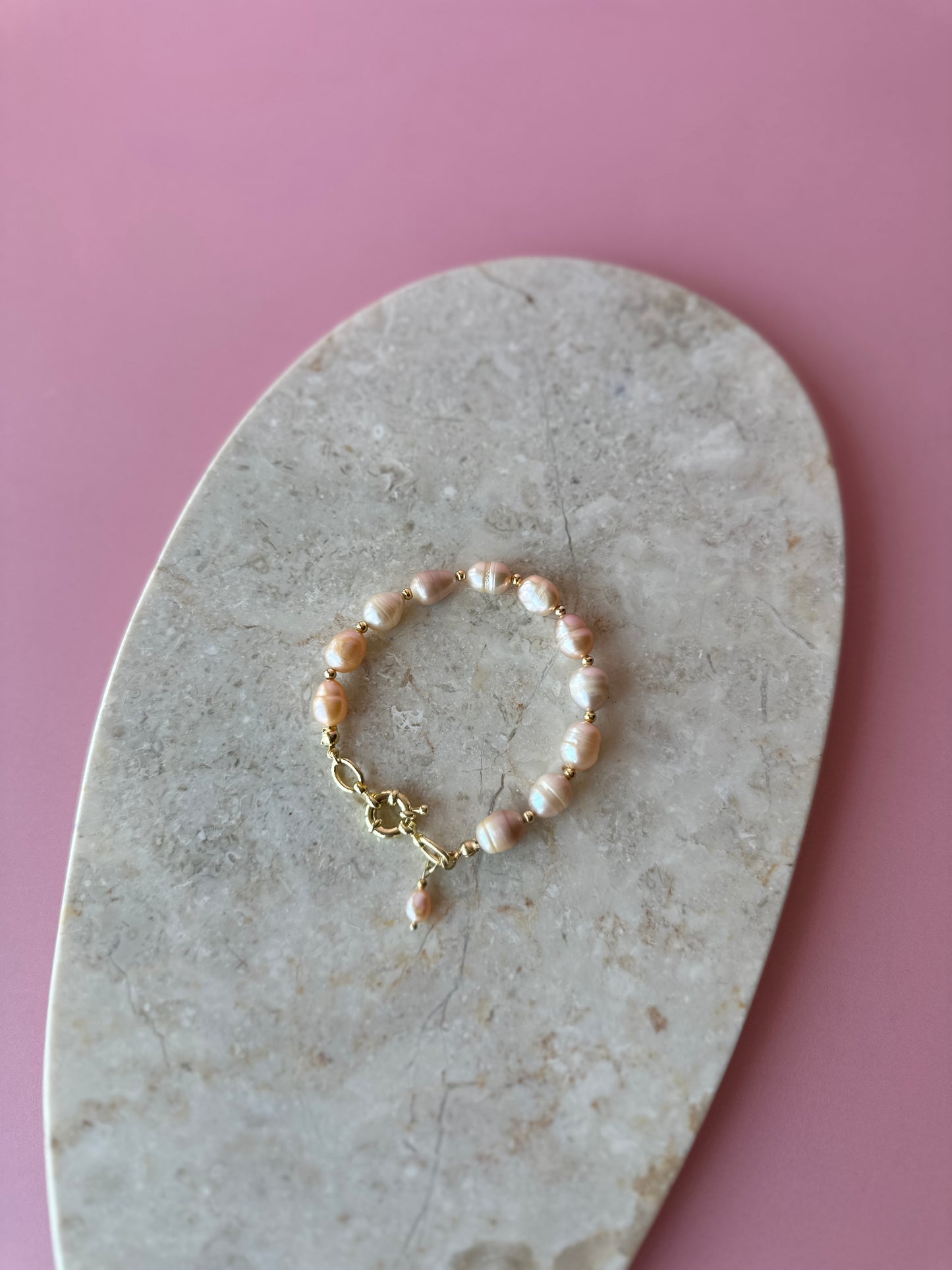 Pulsera Perlas Beige