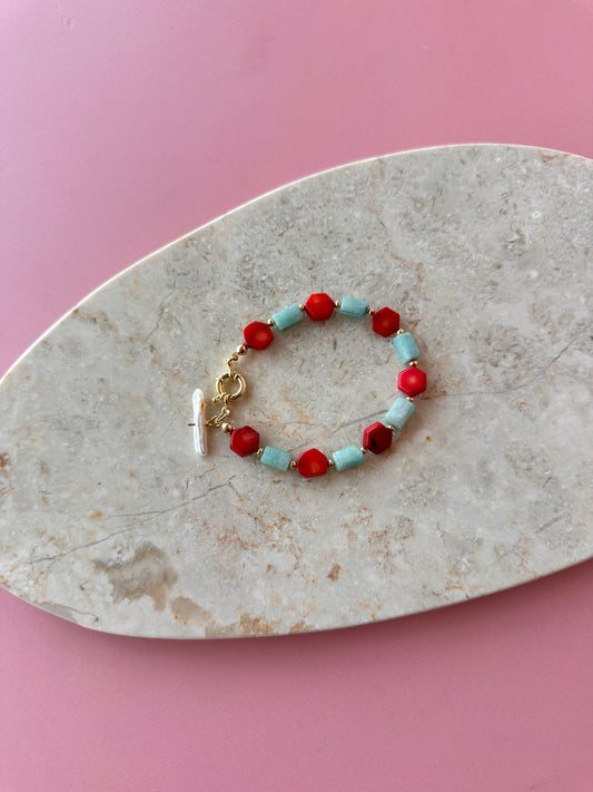 Pulsera Coral Amazonita