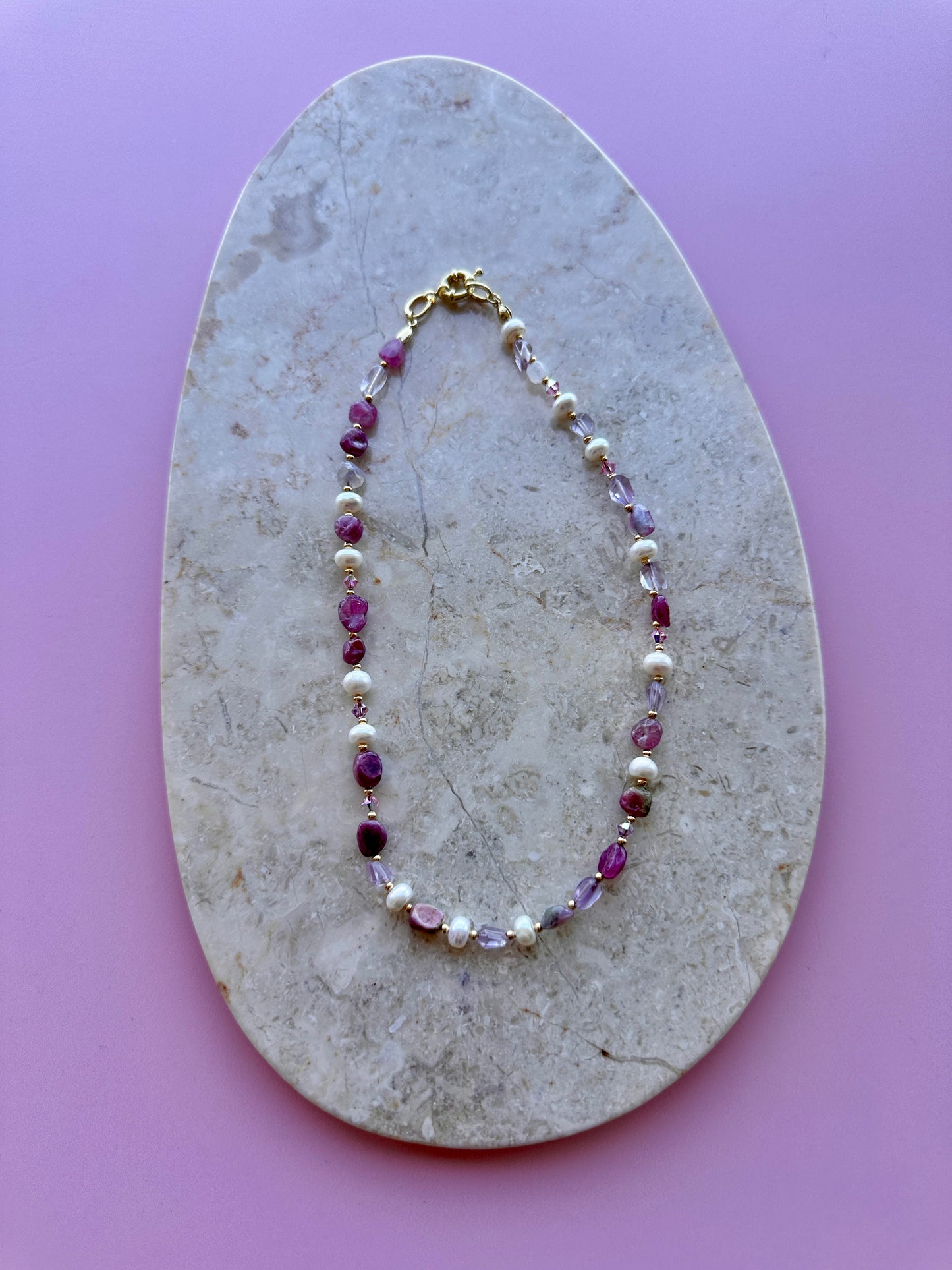 Collar Mini Perlas Rosa