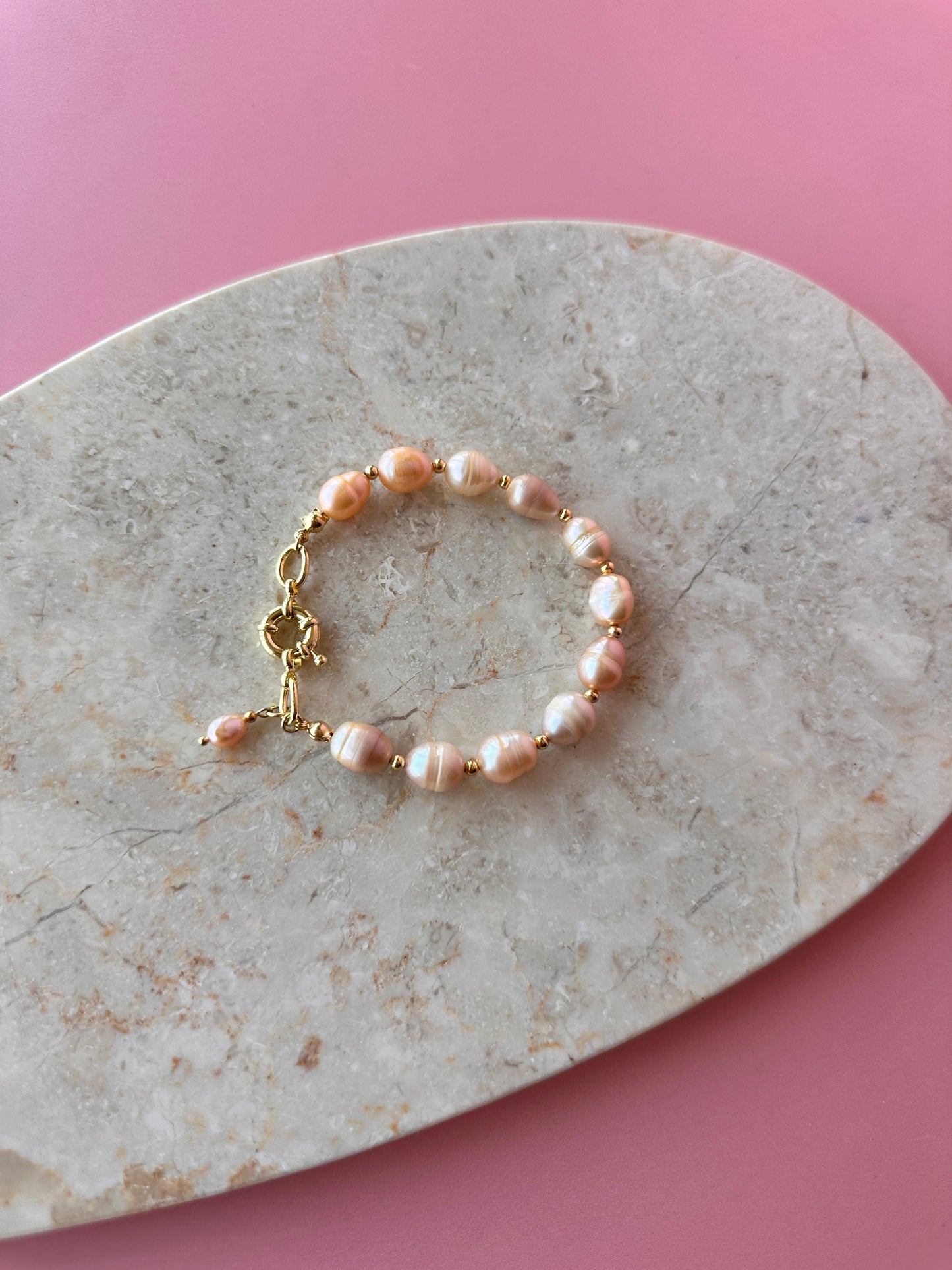 Pulsera Perlas Beige